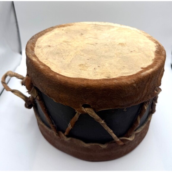 Vintage 2 Sided Native American Indian Rawhide Stretched Drum 12” X 10” Handmade - Picture 9 of 11